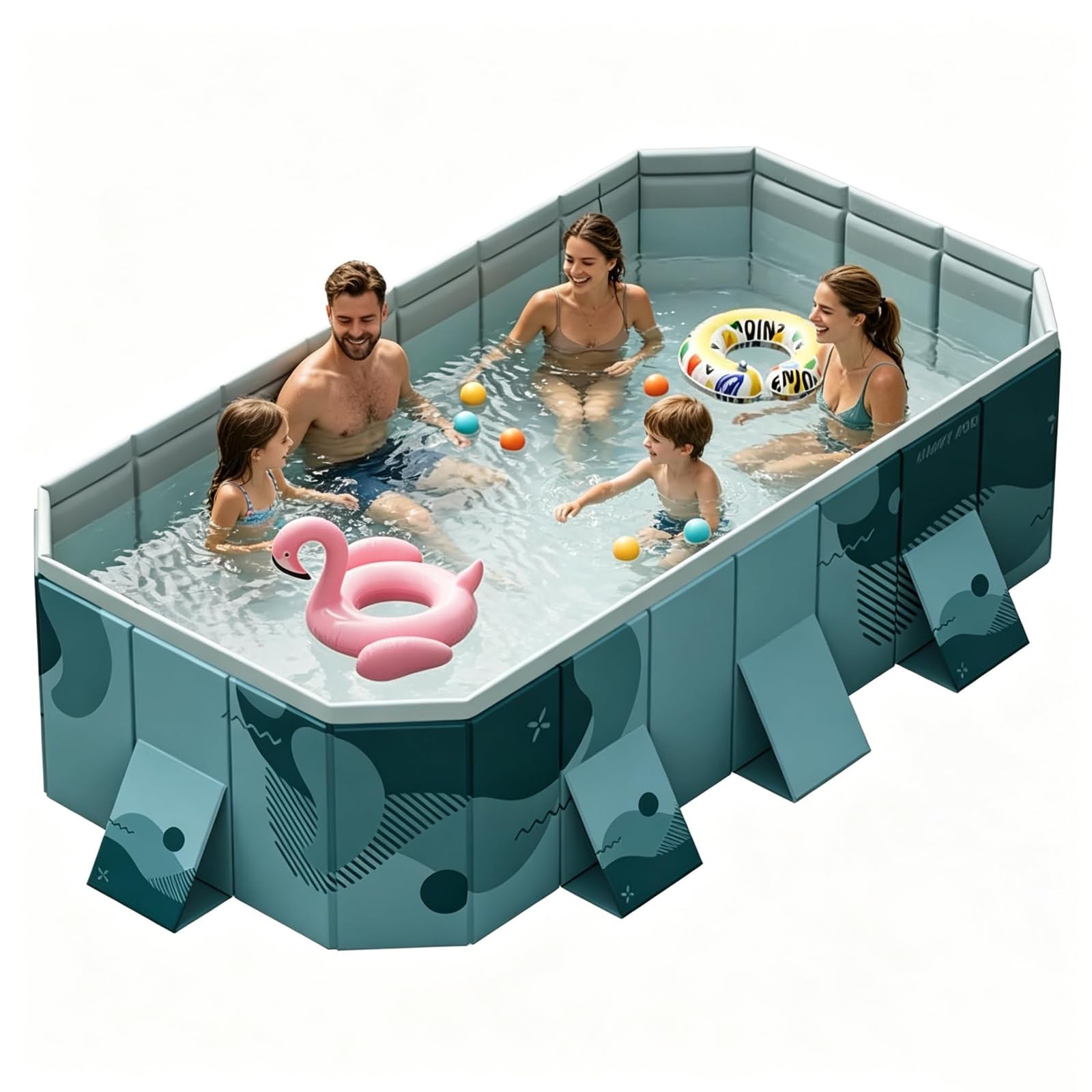 YEYGRIEM Foldable Rectangular Above Ground Swimming Pool