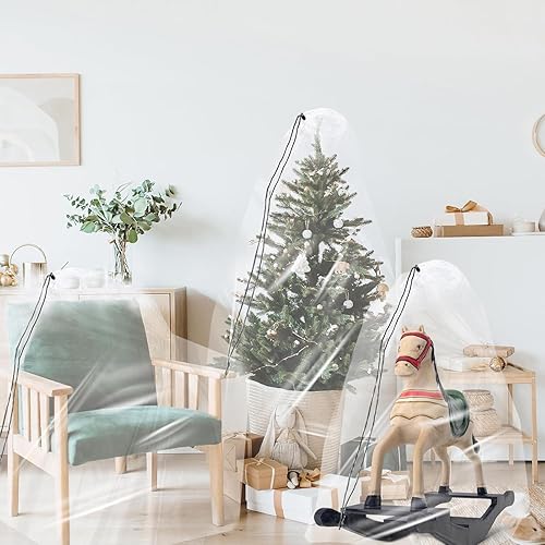 Miniatura 7 de Bolsas de plástico transparentes extra grandes con cordón de 36 x 50 pulgadas, paquete de 3 (4 mil), a prueba de polvo, a prueba de humedad,