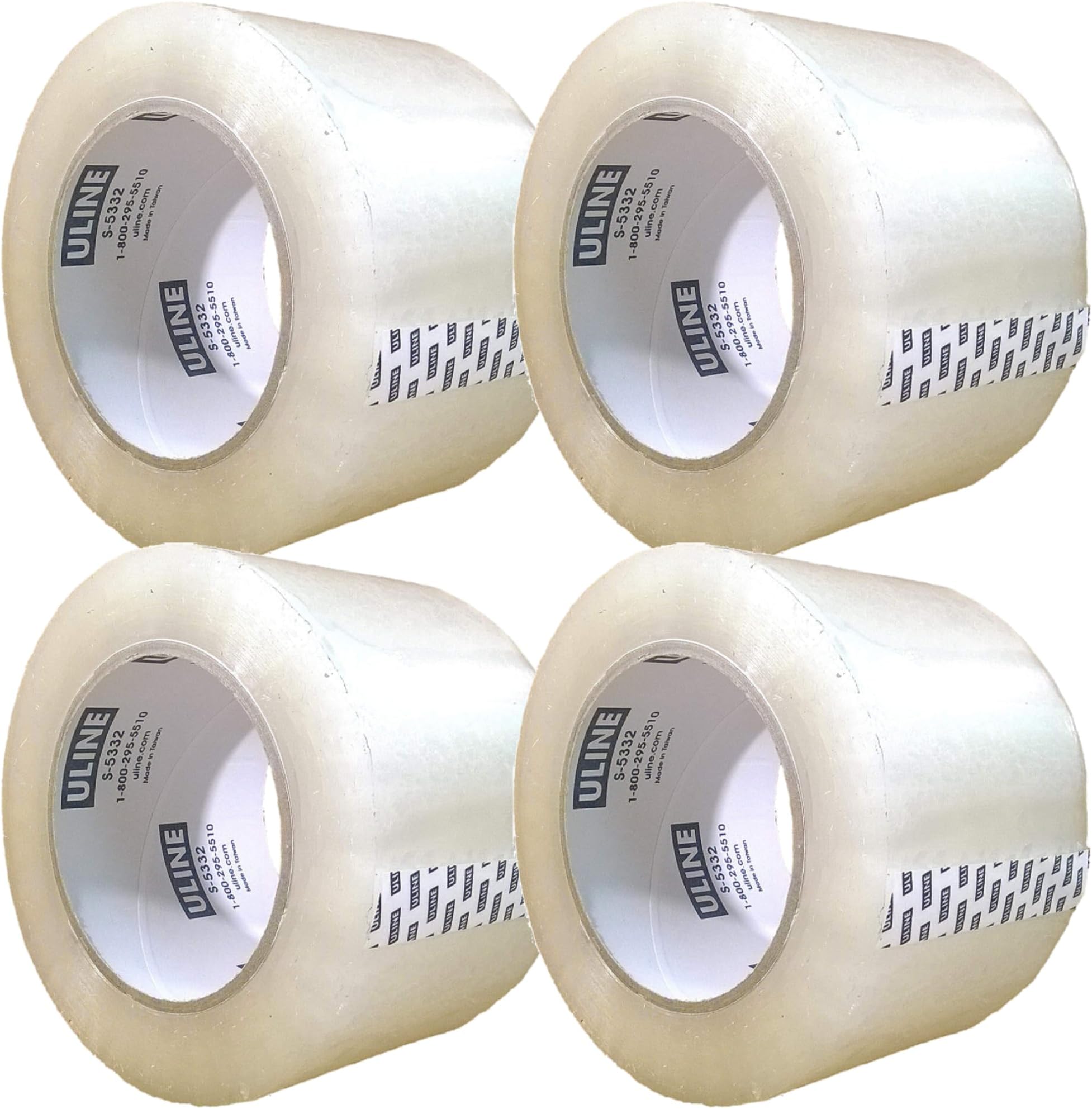 Packing Tape, 3 Inch X 110 Yard 2.6 Mil Crystal Clear Industrial Plus Tape by Uline, Pack of 4