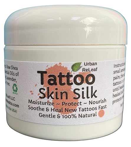 Urban ReLeaf ¡Seda de piel de tatuaje! ¡Cura la tinta nueva rápido! ¡Ilumina los tatuajes viejos! Ungüento de crema de manteca de karité 100%