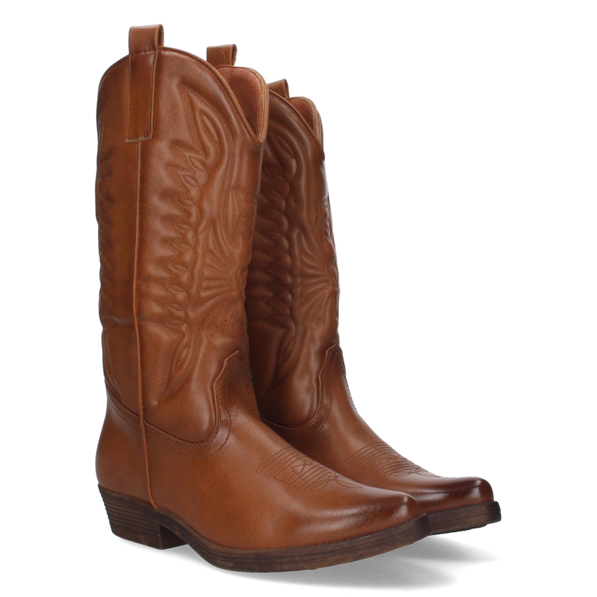 shoes&blues.es Bota de Tacon para Mujer, Comodos, con Bordado, Estilo Cowboy