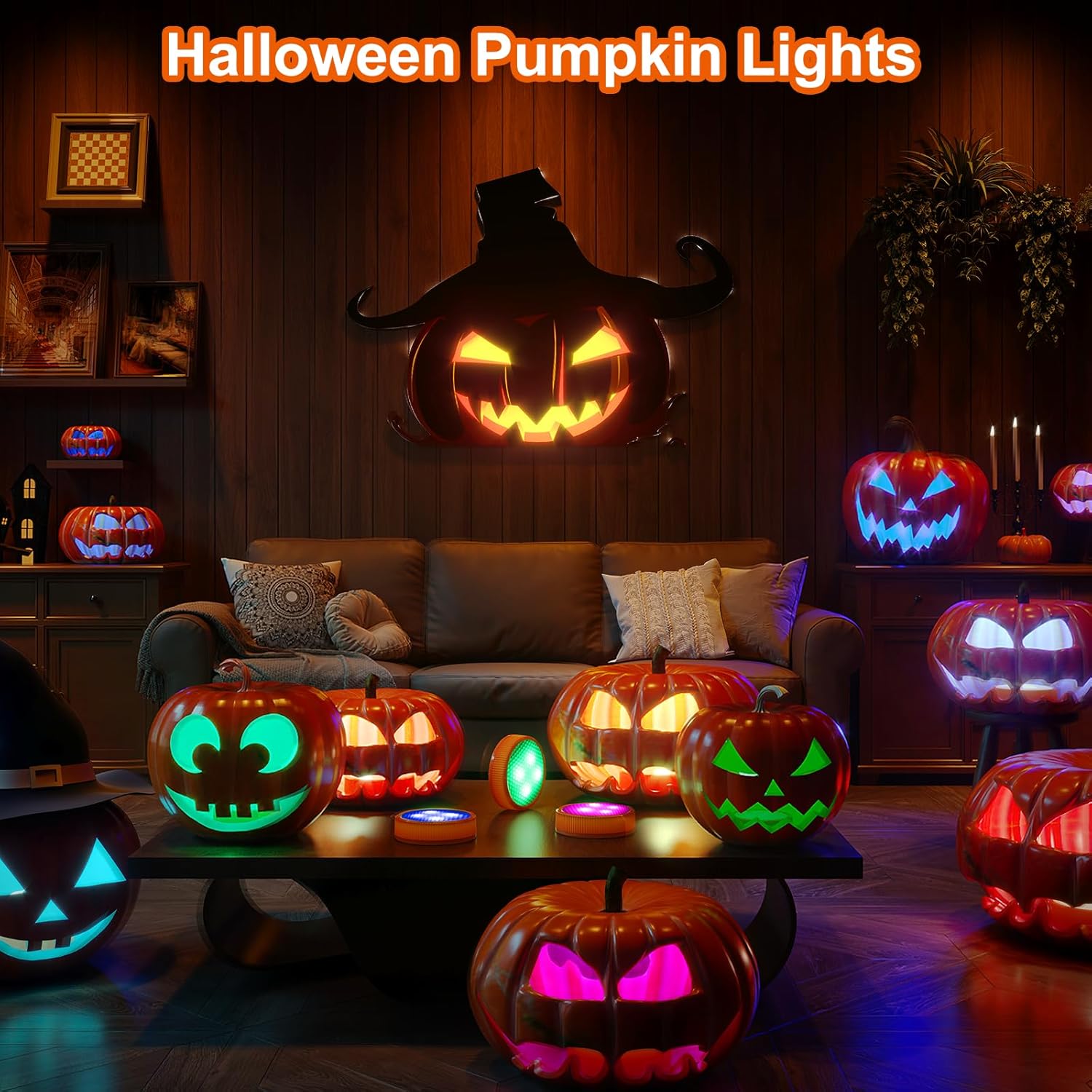 LED Pumpkin Lights, Small Orange Battery Operated Halloween Lights,Pumpkin Night Light for Halloween Decorations Indoor, Halloween Decorations Clearance, Fall Festival Decorations 2 Pack