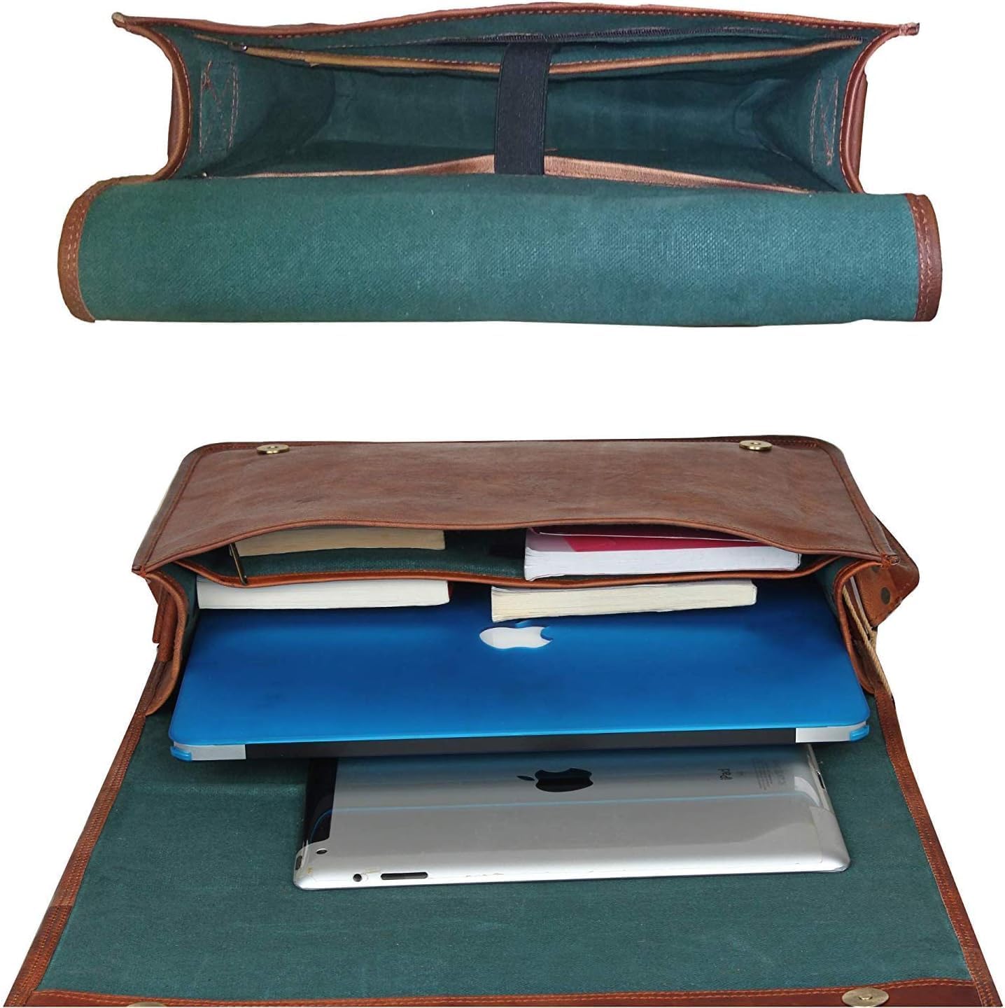 Medium Brown Genuine Leather Unisex Messenger Bag