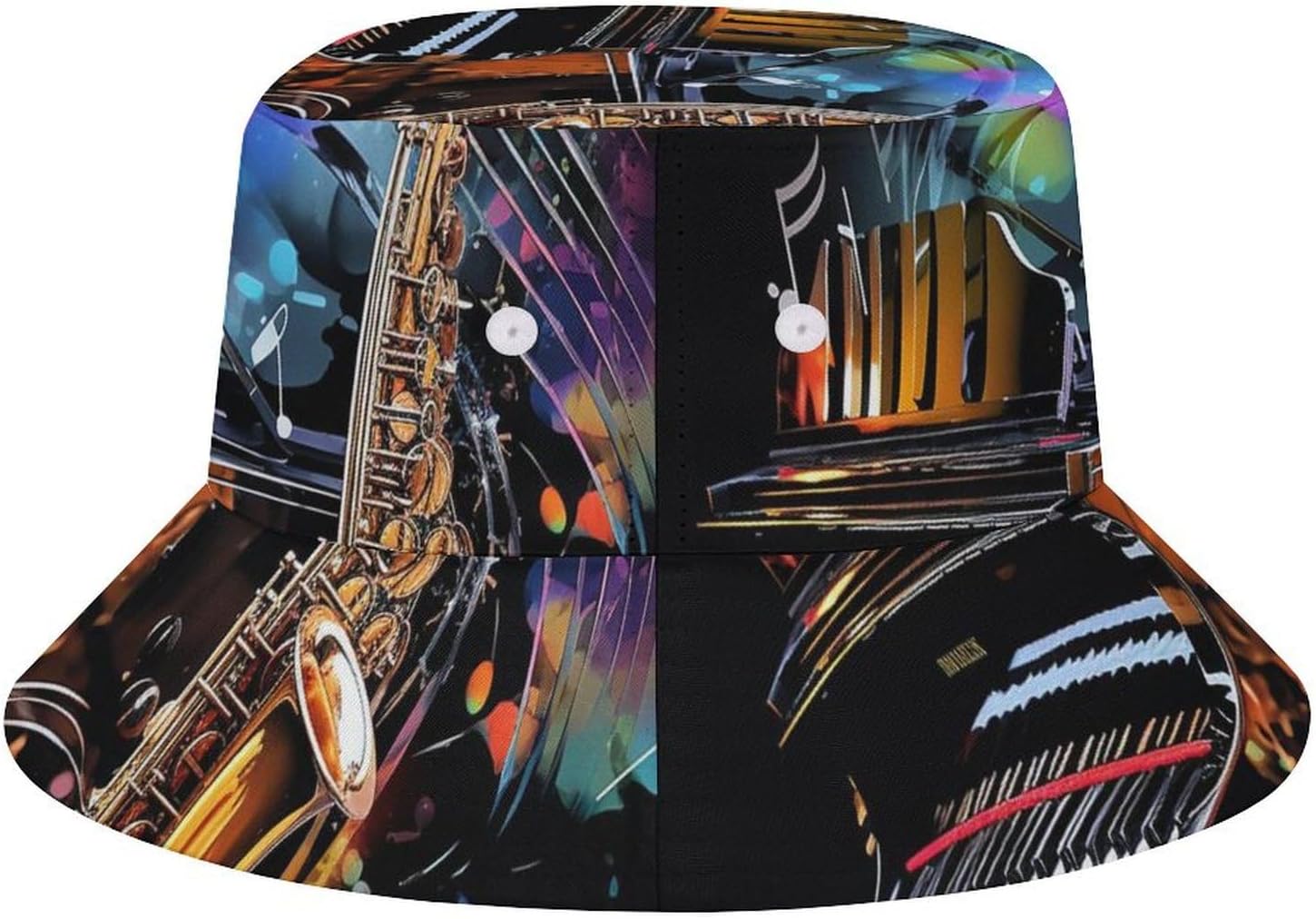 Saxophone and Piano Bucket Hat Packable Sun Hats Travel Summer Beach Fisherman Cap for Women Men Teens