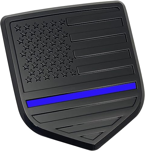 Miniatura 1 de Fit RAM - Emblema de la bandera estadounidense para portón trasero y trasero, ABS compatible con Dodge RAM 1500 2500 3500 2009-2018 (línea azul)