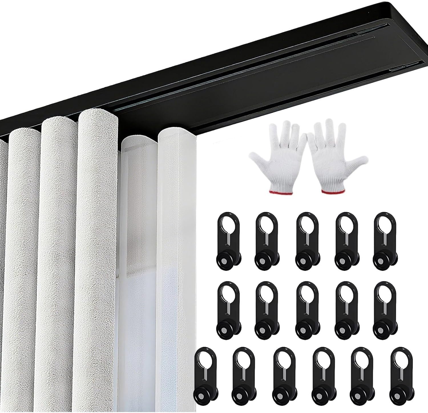 Binario for tende montato a soffitto for a doppia fila Divisorio for for in alluminio Pali for silenziosi for soggiorno camera da letto(Black,1.70m/5.6FT)