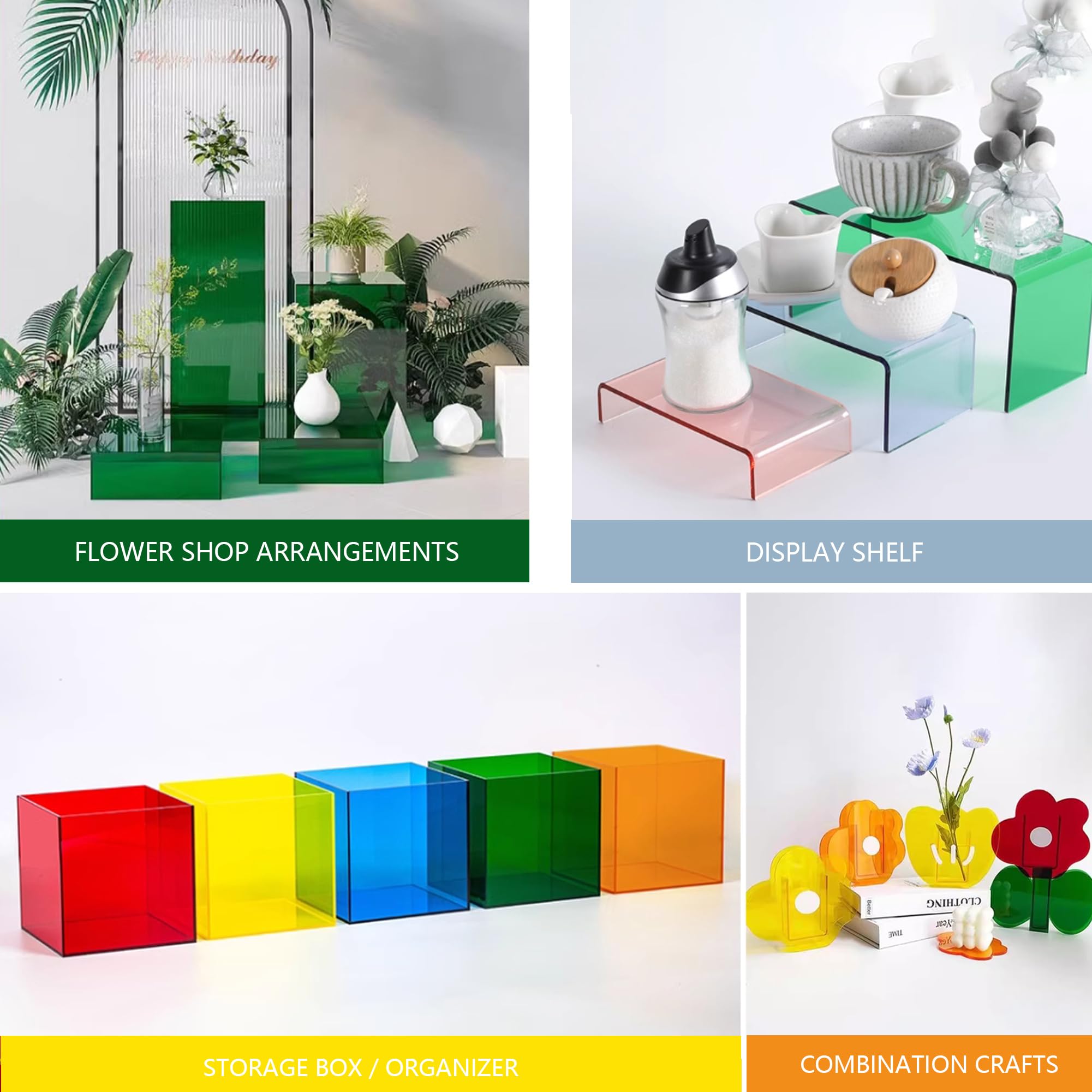 XLNT TECH 10 PCS Transparent Acrylic Sheets 1/8 Thick 8 x 12 Inch, Colored Cast Acrylic Sheet, Plexiglass Plastic Sheet for Laser Cutting and Engraving Signs, DIY Projects, Display Box.