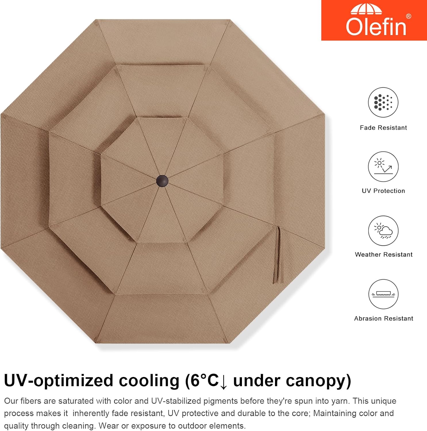 MASTERCANOPY 9ft 3-Tier Olefin Patio Umbrella with Tilt Crank, 5-Year-Non-Fading Canopy & 8 Fiberglass Ribs for Deck, Patio, and Garden, Peacock Blue