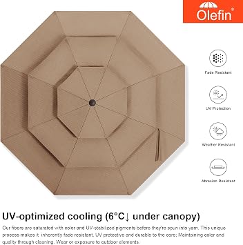 MASTERCANOPY 9ft 3-Tier Olefin Patio Umbrella, Light Coffee