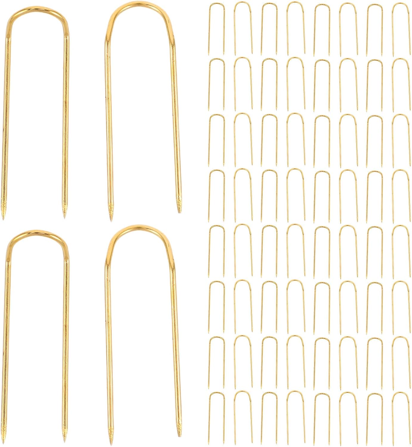 100pcs U-Shaped Sewing Pins with Doublepointed Design, Steel Material, and Stable Fixation for Upholstery and Travel Use, Golden Color Portable Packaging for Quilting and Craft