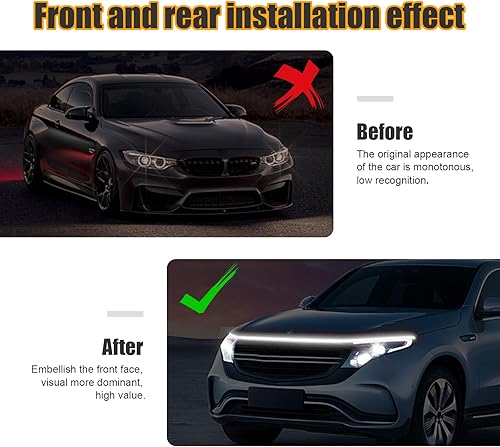 Miniatura 4 de Dickno Tira de luz para capó de automóvil de 79 pulgadas, tira de luz diurna flexible y dinámica, tira de luz LED impermeable con protección de