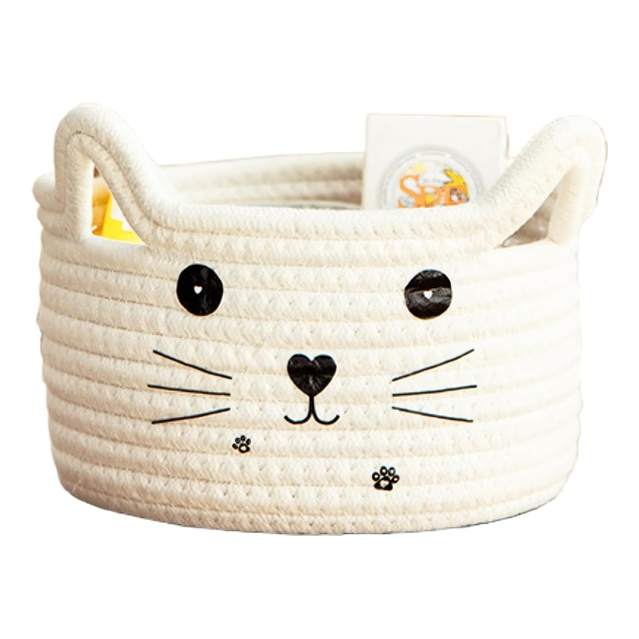 Aufbewahrungskorb aus Baumwollgewebe, Katzen-Aufbewahrungsbox aus Baumwolle, Waschekorb Geflochten Kinder Katze, Zur Aufbewahrung Geeignet Spielzeugkorb für Handtücher, Decken, Spielzeug, Kleidung