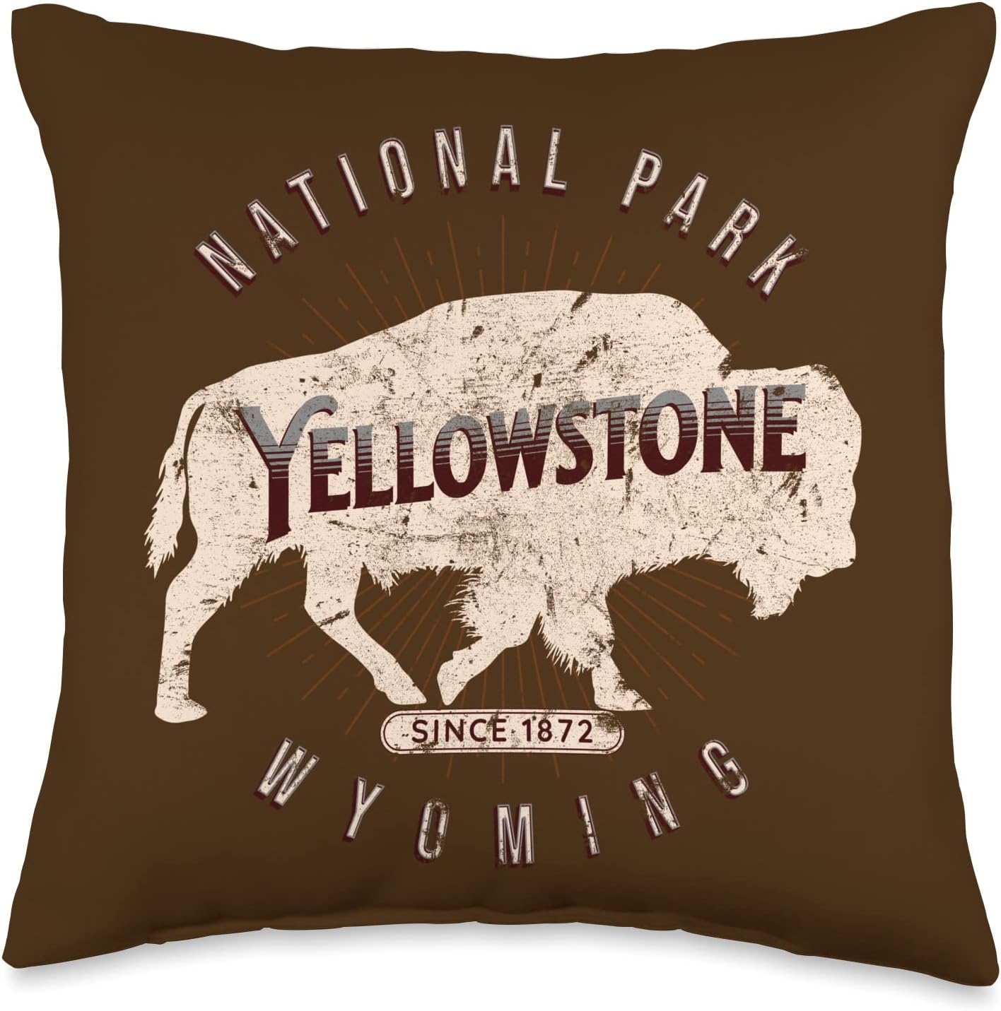 Yellowstone National Park Wyoming Buffalo Hike Outdoors Throw Pillow