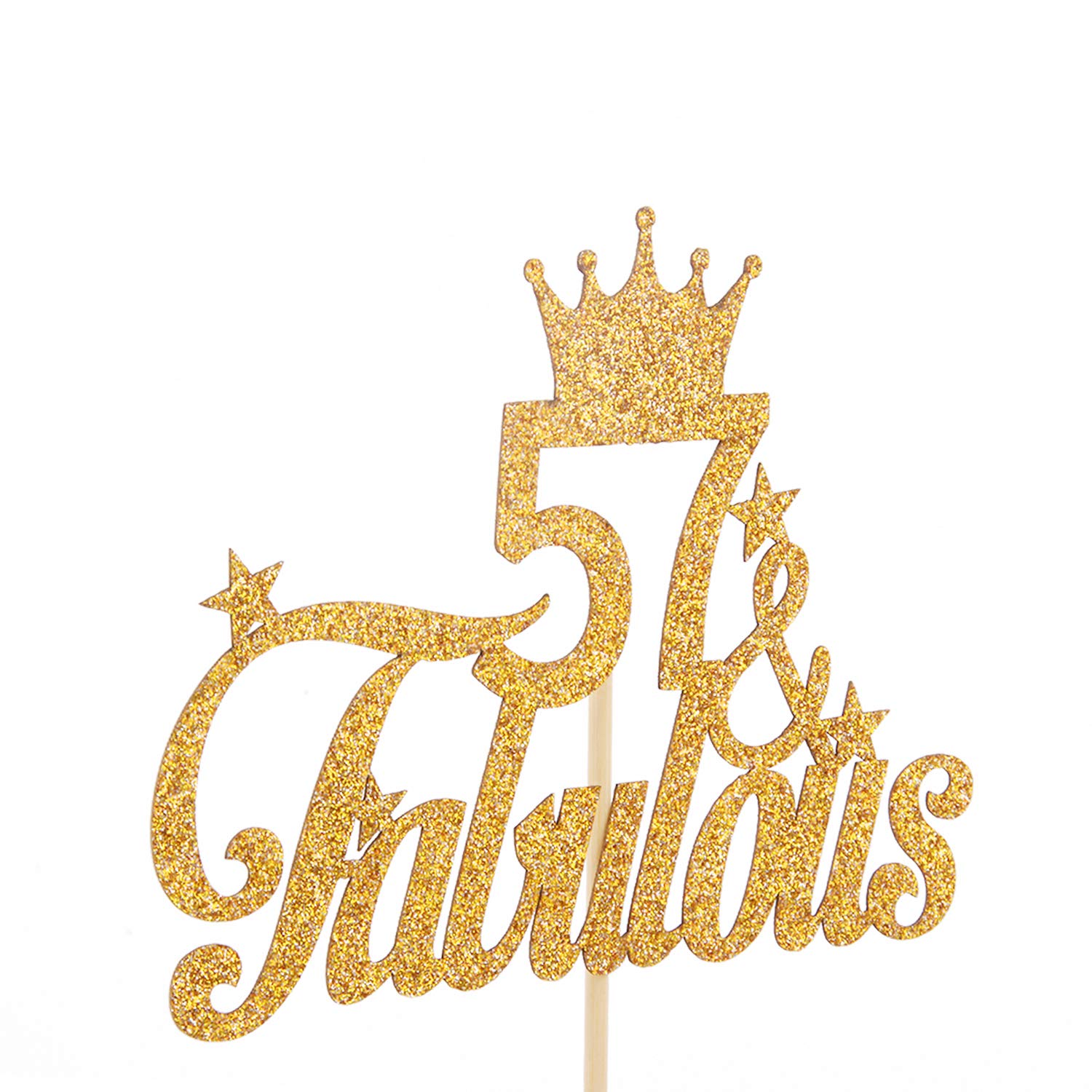 57th Birthday Cake Topper - Gold Glitter "Cheers To 57 Years" Party Decoration