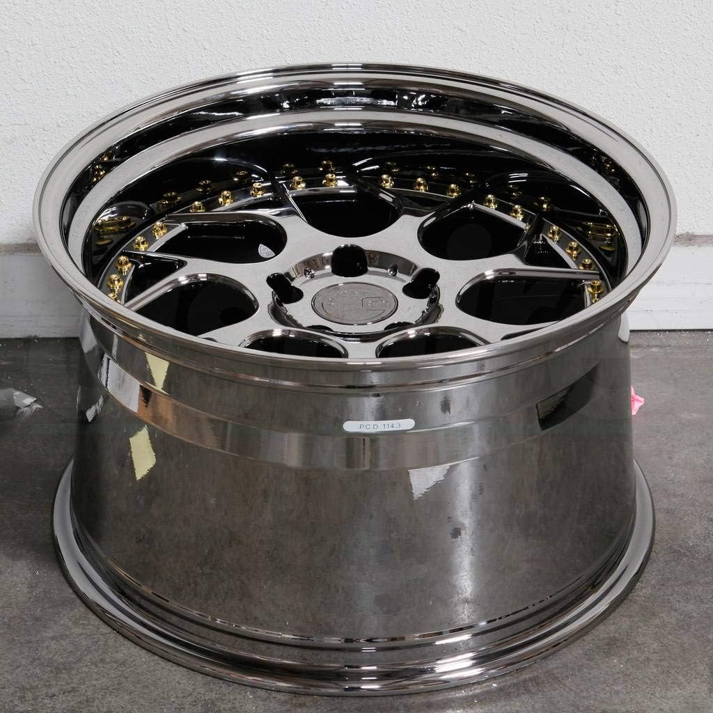 DriverMod Industries DS01 19x9.5 5x114.3 +22 Black Vacuum W/ Gold Rivets