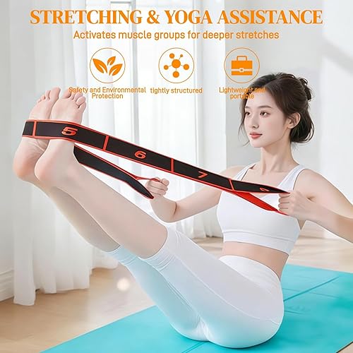 Miniatura 3 de Banda de resistencia de fitness para estiramiento y yoga, banda de resistencia elástica numérica con marcas claras, bandas elásticas de