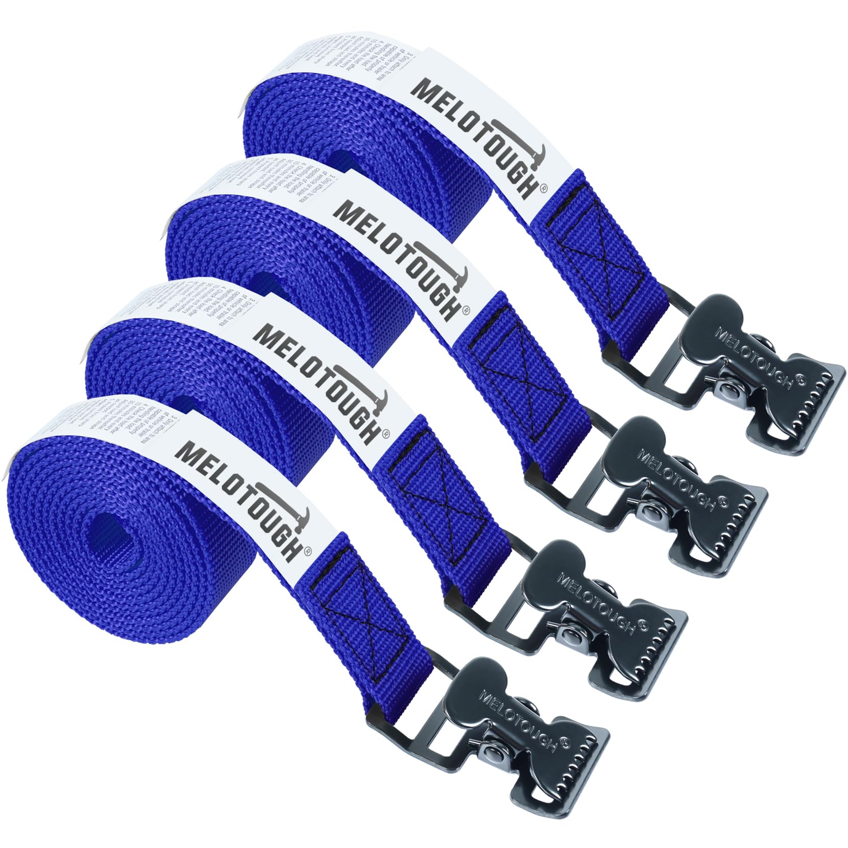 MELOTOUGH 4Pk 1" x 8ft Lashing Strap with Alligator Thumb Buckle Cargo Secure Webbing Up to 450lbs,Ladder Straps,Tie Down Straps,Utility Straps with