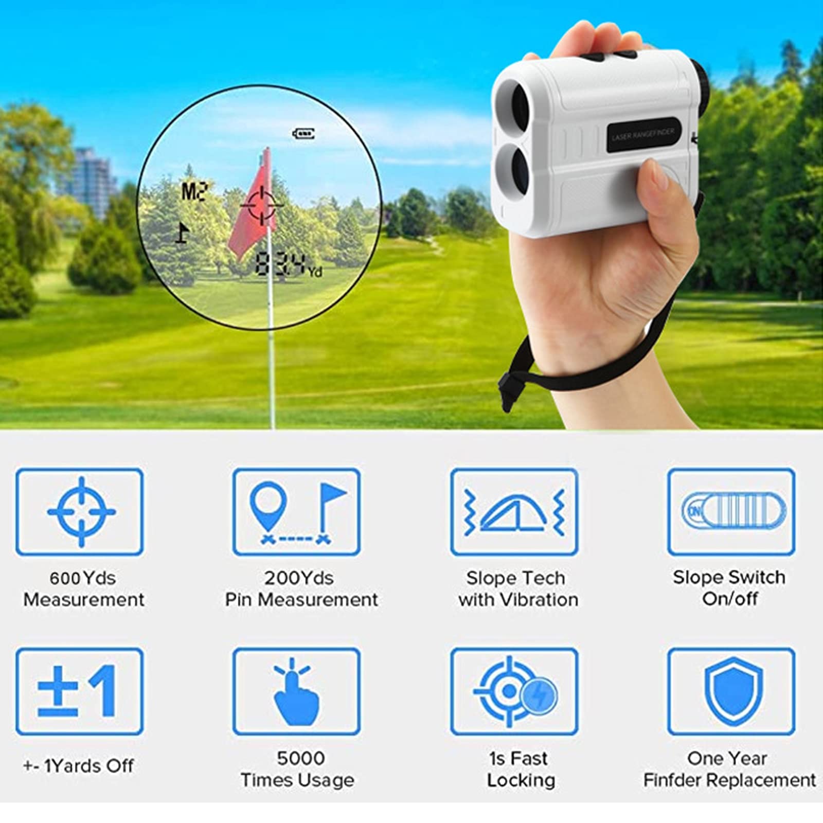 600M telémetro de Golf telémetro de Velocidad telémetro monocular Digital m/Yarda, Utilizado para la medición de ingeniería