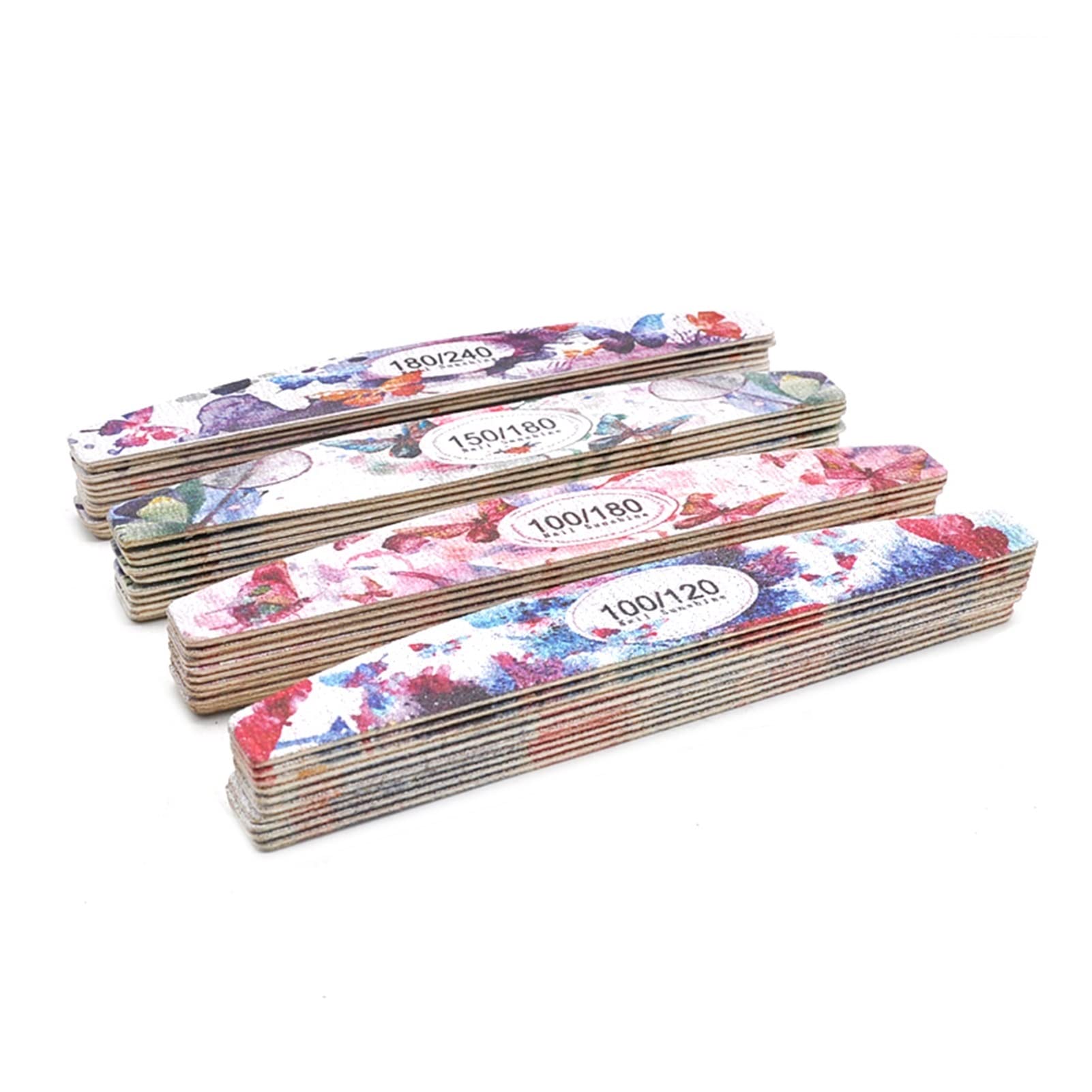20 PCS/Lote Archivos de uñas de Madera 100 // 120/150/180/240 Profesional Wood Nail Buffer Block Black Gel Pulido Archivos de Arte de Lijado Herramientas (Color : Mix)