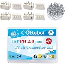 CQRobot JST PH 4-Pin Right Angle SMT Header, 2.0mm Pitch Male Plugs Connector with Female Socket Housing and Crimp Terminals Kit, 50 Sets/300 Pieces Wire-to-Board Adapter Cable Assembly.