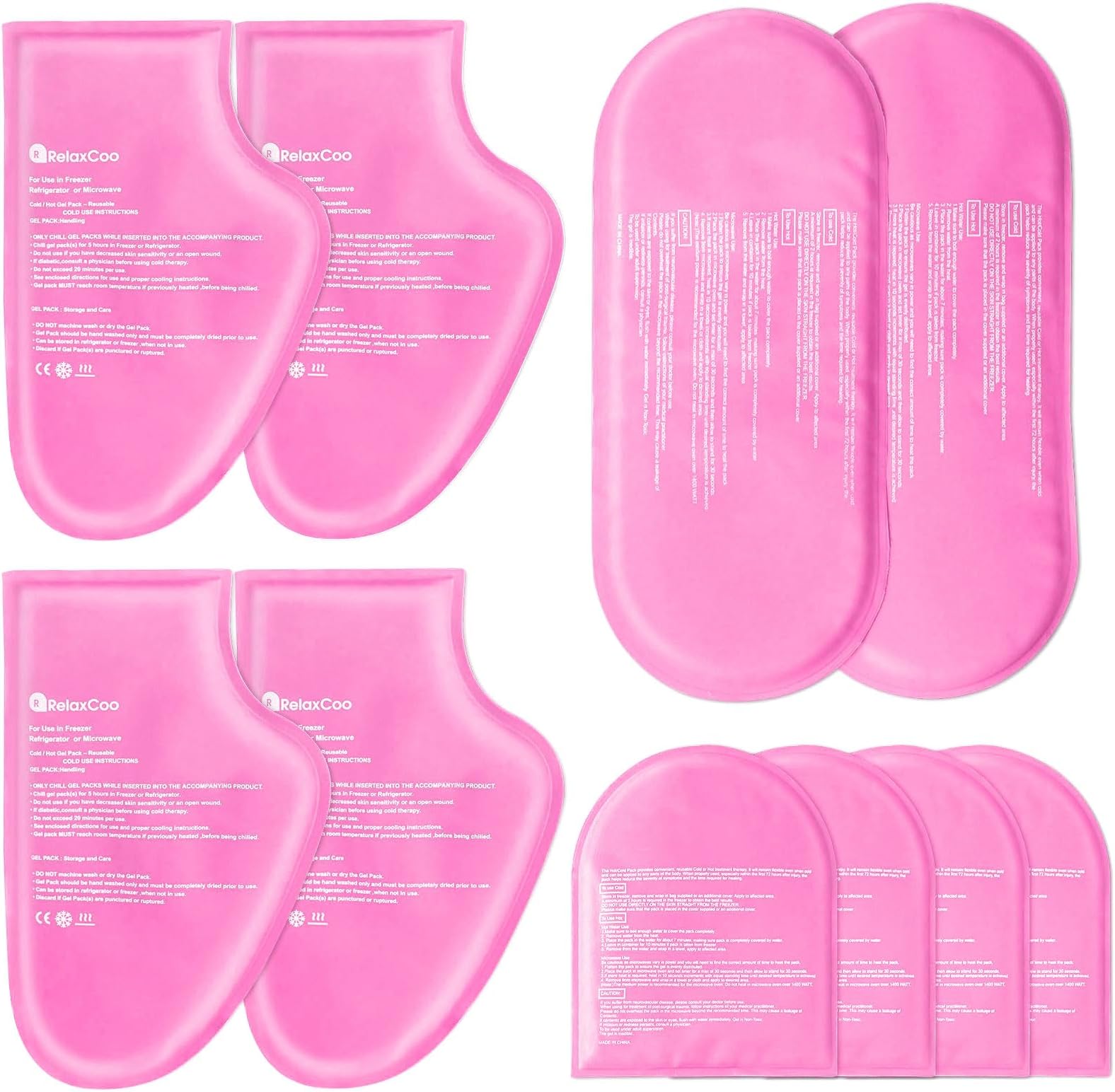 RelaxCoo Replacement Gel Ice Packs for Cold Therapy Socks & Hand Ice Pack Gloves (10-Piece Set) Extra Reusable Ice Pack Compresses for Injuries - L