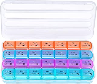 Monthly Pill Organizer 28 Day 1 Time a Day, Large 4 Weeks Pill Box Organizer, Dust-Proof One Month Pill Case, Travel Medicine Organizer Monthly, Portable Pill Container for Vitamins and Meds