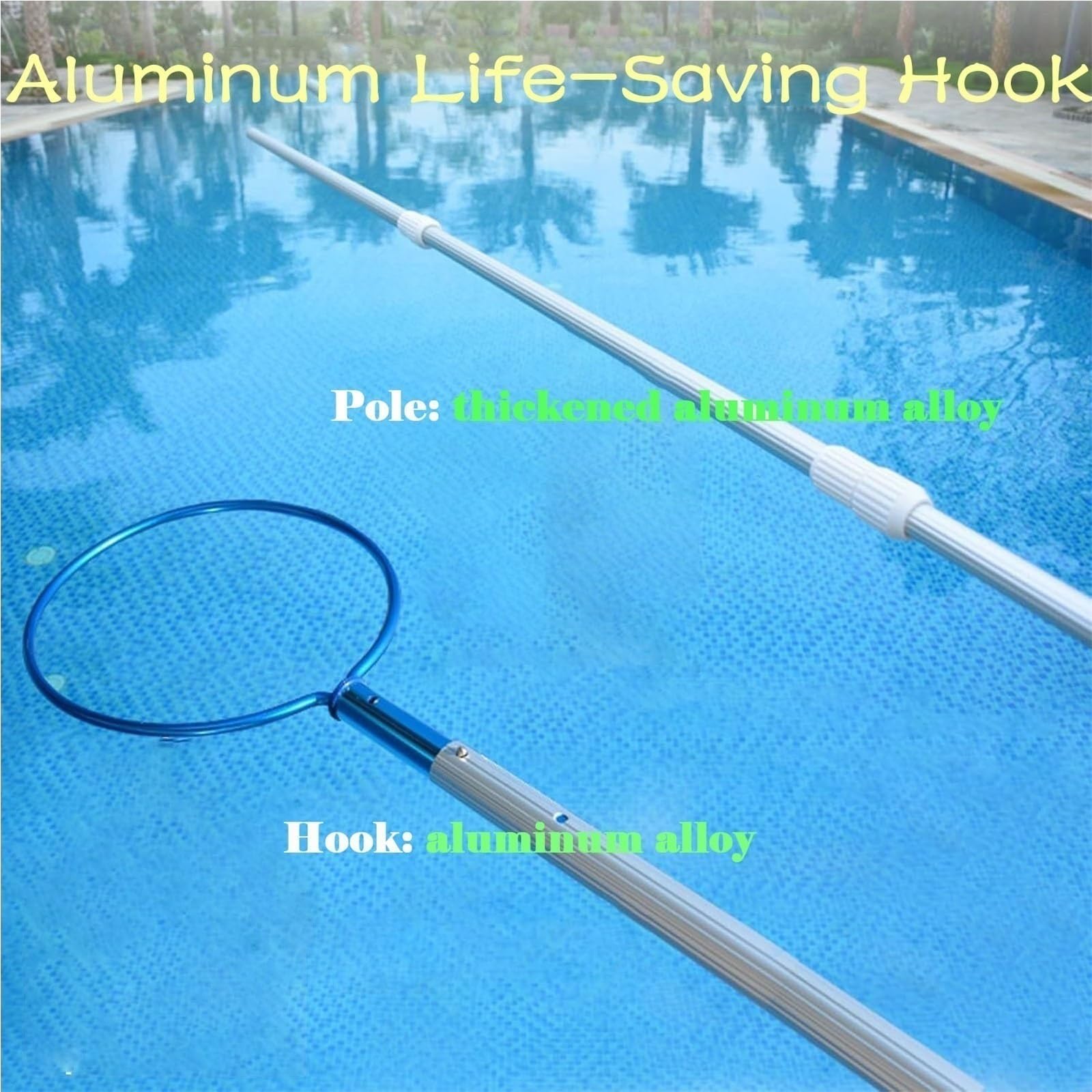 Pértiga telescópica de Rescate para Piscinas con Gancho, Barra de Seguridad de aleación de Aluminio para Piscinas, 1 m/39,4 Pulgadas de Longitud, Ideal para Rescate y Asistencia en Seguridad