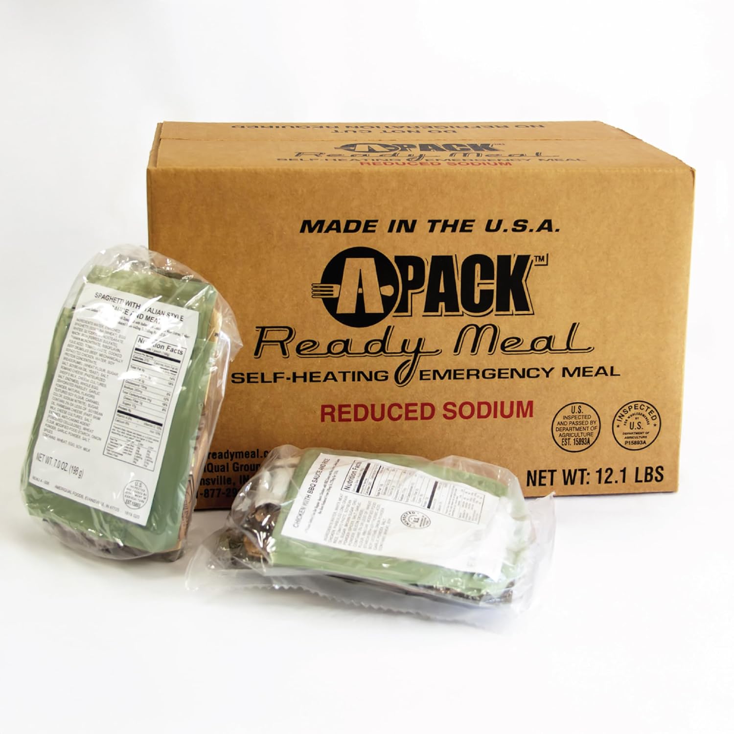 Apack Ready Meal - Ready-To-Eat, Shelf-Stable Meals, Self-Heating, Variety Pack, Camping Essentials, Survival Suppies, 5-Year Shelf-Life, Made in USA