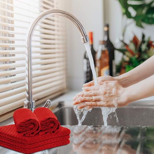 Miniatura 2 de TALVANIA Paños de cocina de rizo de algodón, paquete de 12 paños de limpieza suaves y absorbentes, paños de cocina pequeños de 12 x 12 pulgadas