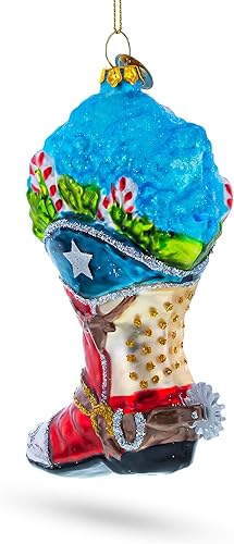 Miniatura 3 de Botas vaqueras con bastones de caramelo adorno navideño de cristal