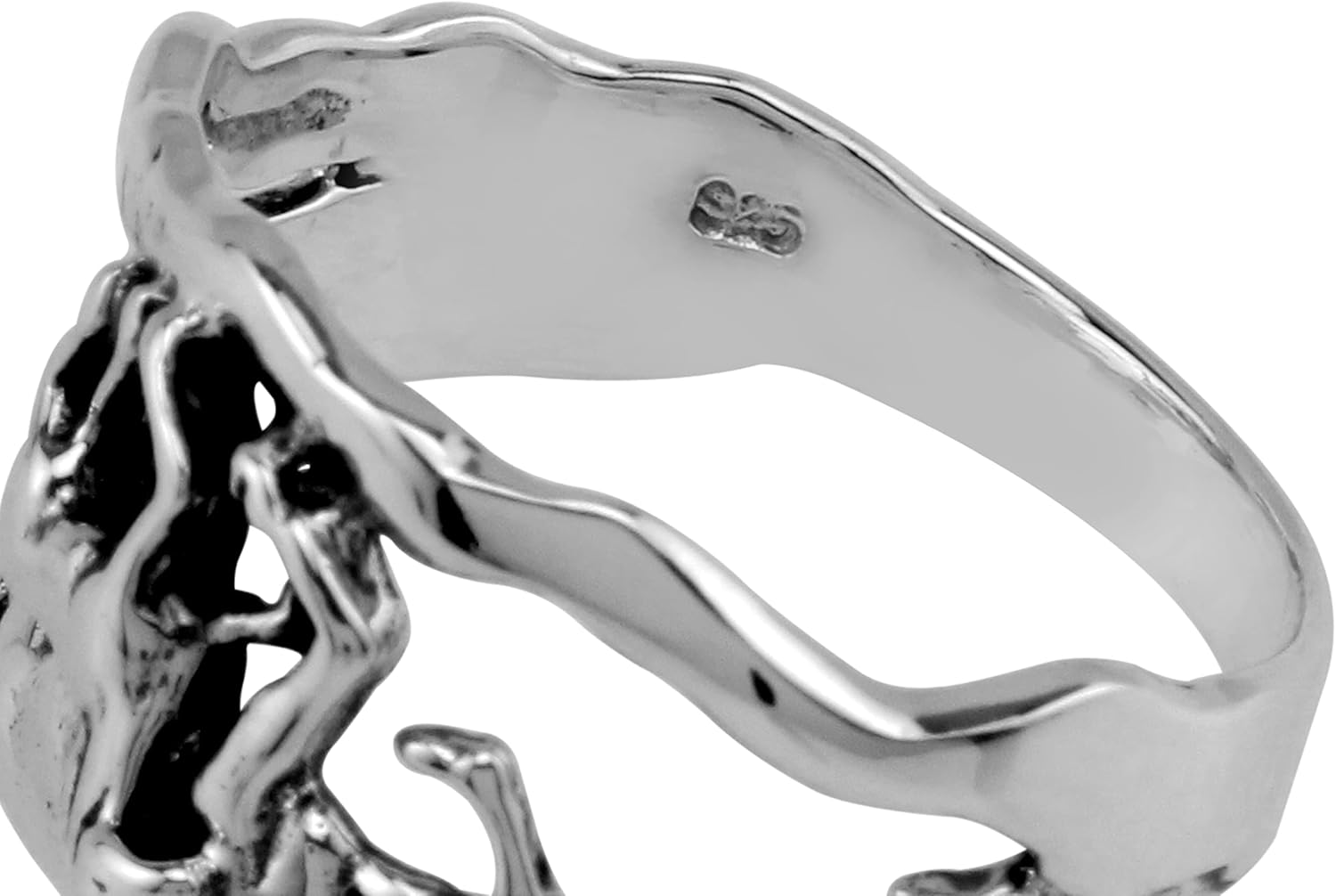 Silvershake Double Horse 925 Sterling Silver with Antique Finish Ring