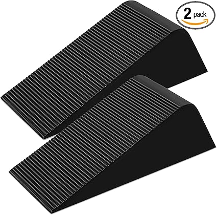 Large Rubber Door Stoppers Wedge for Bottom of Door, Tall up to 2 Inch, 2-Pack Non-Slip Doorstops for Floor, Black Big Sturdy Doorstop for Home Office School Commercial Use