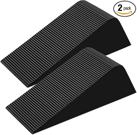 Large Rubber Door Stoppers Wedge for Bottom of Door, Tall up to 2 Inch, 2-Pack Non-Slip Doorstops for Floor, Black Big Sturdy Doorstop for Home Office School Commercial Use
