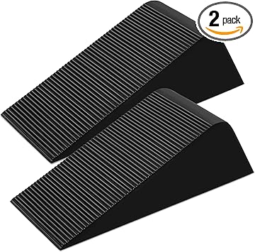 Large Rubber Door Stoppers Wedge for Bottom of Door, Tall up to 2 Inch, 2-Pack Non-Slip Doorstops for Floor, Black Big Sturdy Doorstop for Home Office School Commercial Use