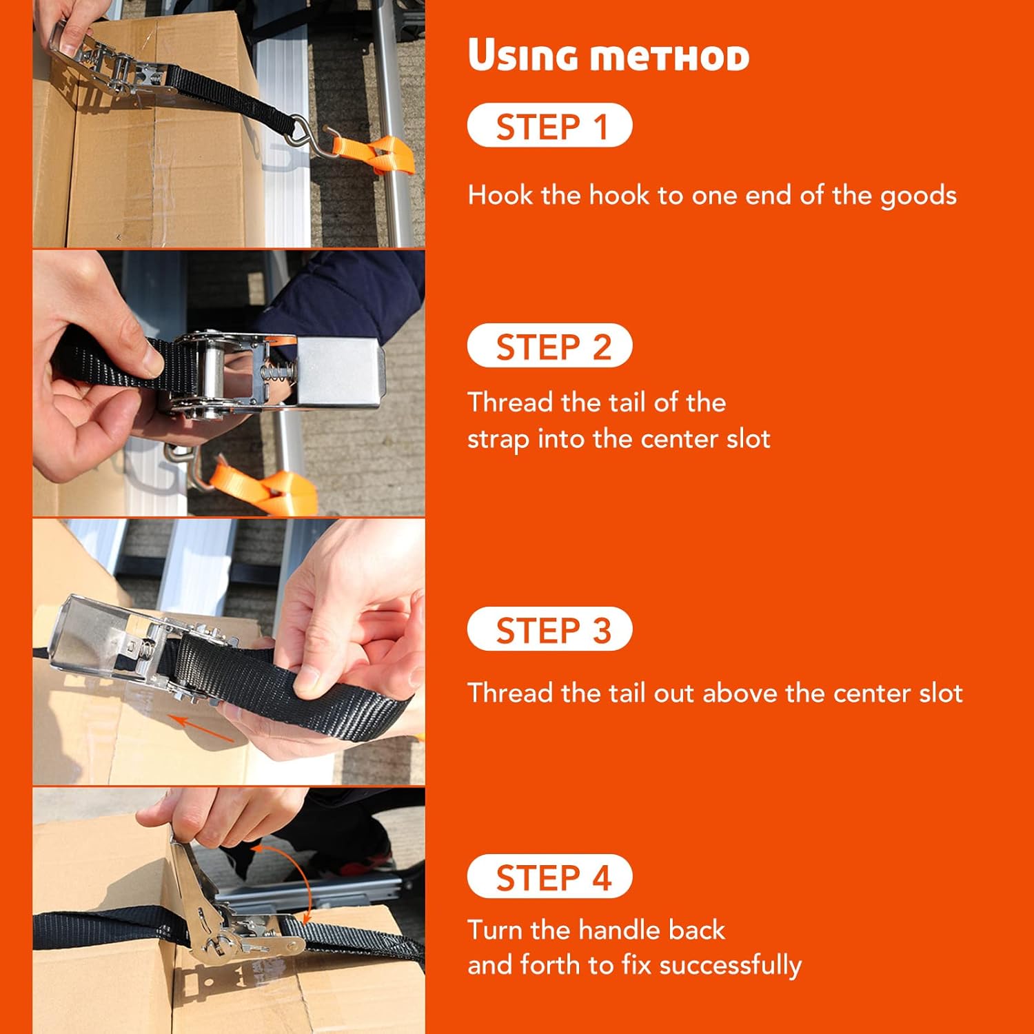 Ratchet Straps, Rust Proof 2 Pieces Tear Resistant Flexible Powerful High Toughness Ratchet Safety Straps Heavy Duty Construction for Trailer (3 Meters / 9.8ft)