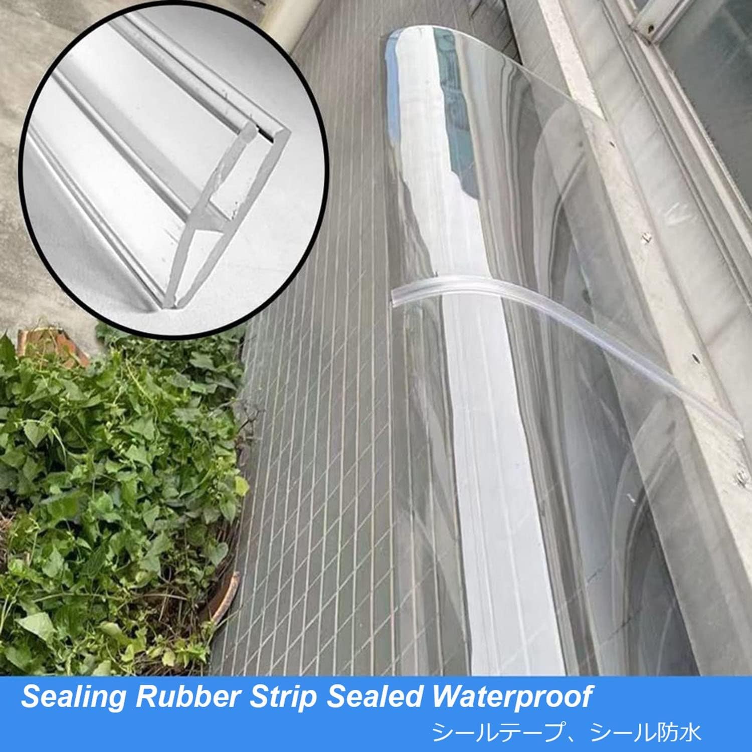 Awning Canopy UV Rain Snow Protection for Front Door/Porch Patio Roof, Rain Shelter Thicken Clear Cover Maintenance-Free Awnings for Outside Polycarbonate Sheet No Brackets