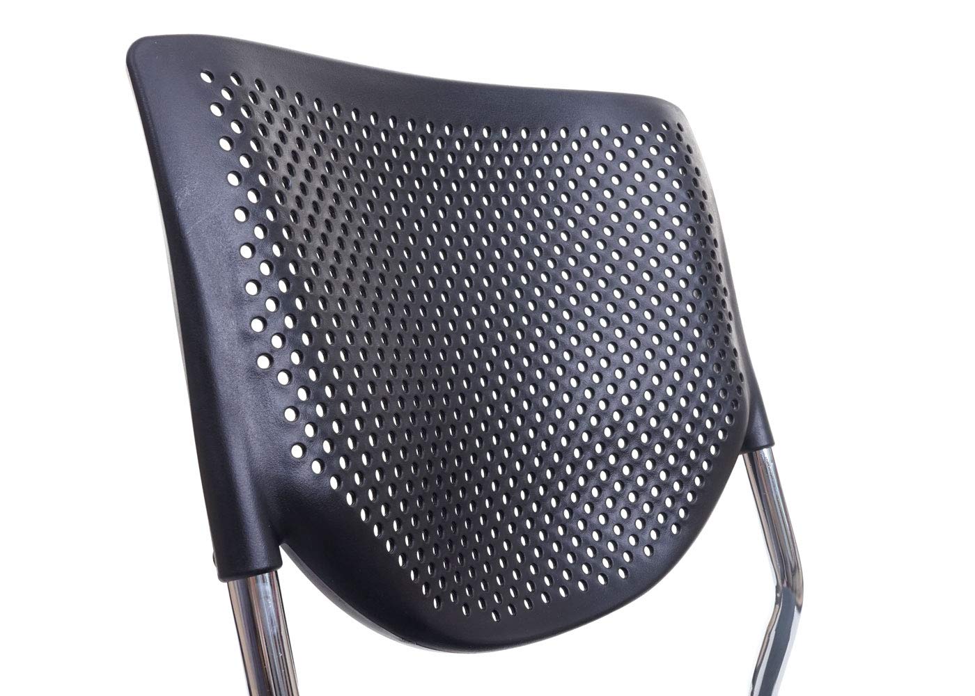 Mendler 4X Chaise Visiteur T401 Tissu Textile siége Gris foncé Pieds chromés