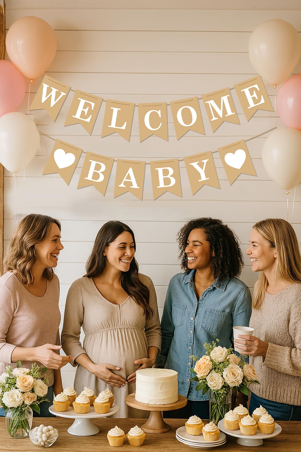 Welcome Baby Banner – Rustic Baby Shower Decorations, Gender Neutral Baby Shower Decor, Pre-Strung Shower Sign, Baby Boy Banner for Party Wall Backdrop