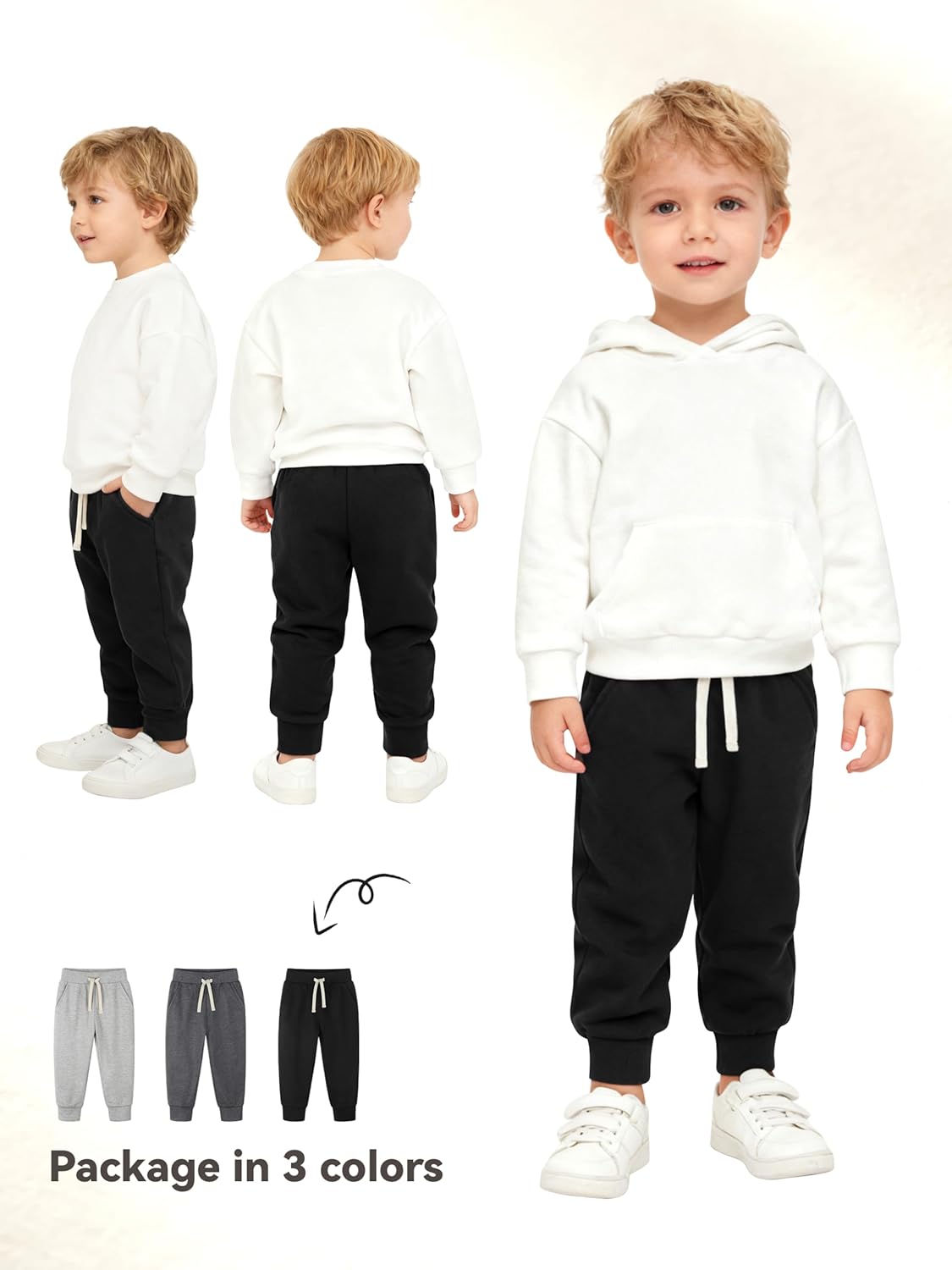 3 Pack Toddler Boys Girls Sweatpants Toddler Boys Kids Joggers Pants with Pocket Drawstring Athletic Clothes - Image 4