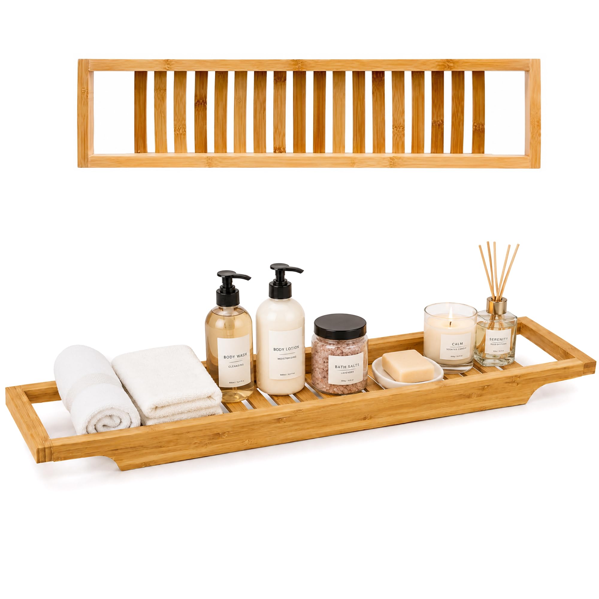 Bandeja de baño para bañera ideal para leer y relajarse con velas