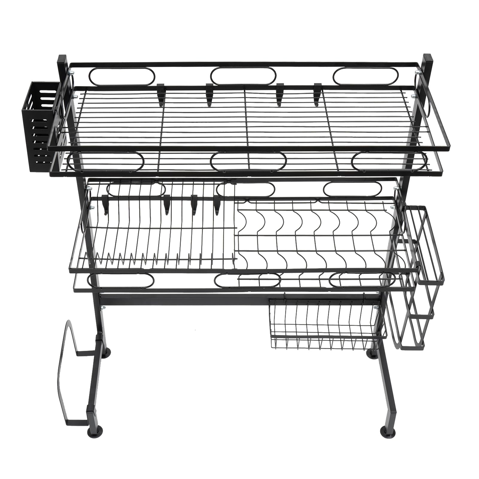 Escurridor de platos sobre el fregadero, 2 niveles, escurridor para fregadero, organizador de cocina con soporte de cocina, longitud 62 cm, 82 cm (62 cm)