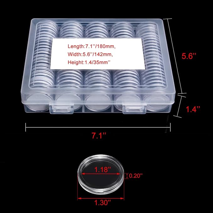 240 cápsulas para monedas 30mm con caja organizadora plástico miniatura 2