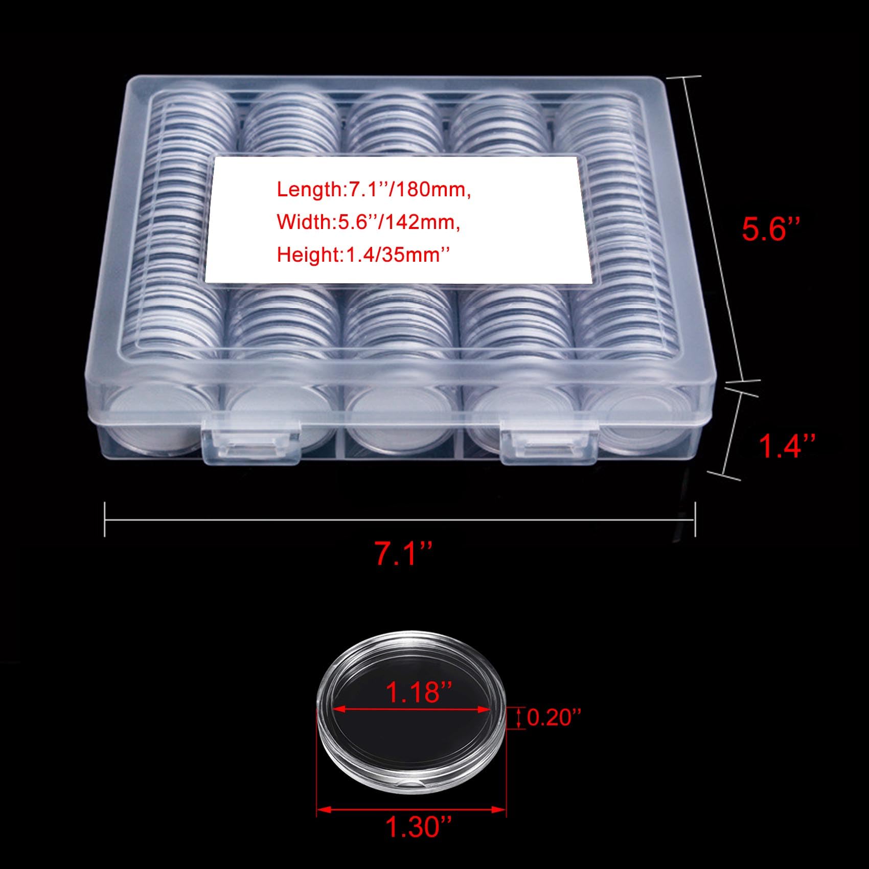 240 soportes para monedas de 30 mm para coleccionistas, con junta de espuma y caja organizadora de almacenamiento de plástico, 5 tamaños (17/20/25/27/30 mm) para suministros de colección de monedas