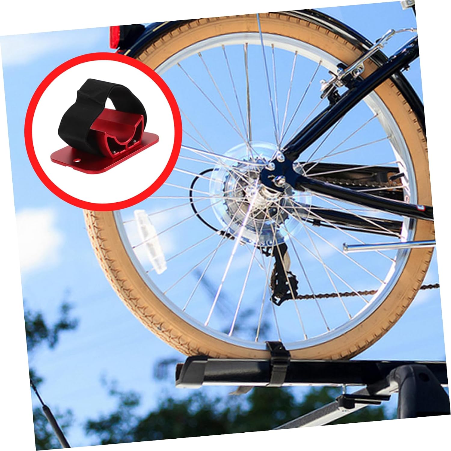 Kisangel Bike Rack Mounting Bracket for Secure Rear Wheel Stabilization Construction Easy Installation Compact Design for Car Luggage Racks Red