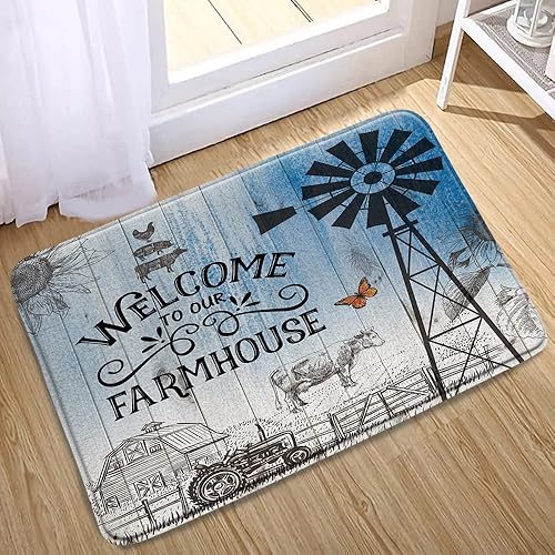 Miniatura 1 de Alfombras rústicas de baño de molino de viento vintage alfombras de baño suaves antideslizantes cubierta lavable alfombras absorbentes alfombra para