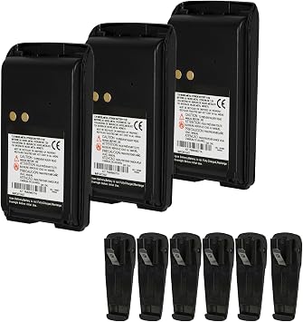 3-Pack 7.2v BPR40 Battery Pack with 6PCS Belt Clip Compatible for Motorola Mag One BPR40 BC130 PMNN4071 PMNN4075 PMNN4075AR PMNN4071A PMNN4071AR PMNN4071AC Mag 1 Battery