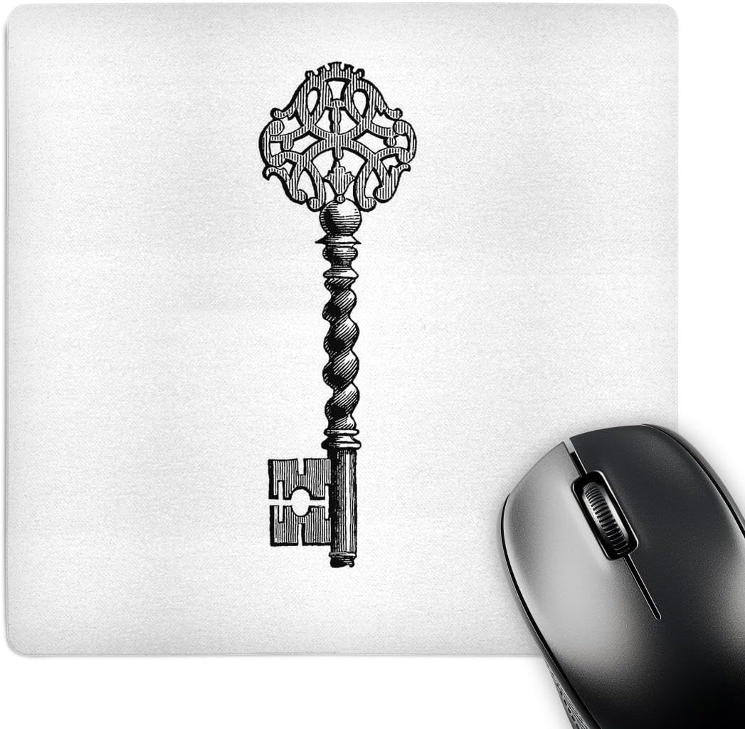 3D Rose "Black and White Old Fashioned Antique Key DrawingVintage Gothic Victorian Skeleton Key" Matte Finish Mouse Pad - 8 x 8" - mp_161511_1