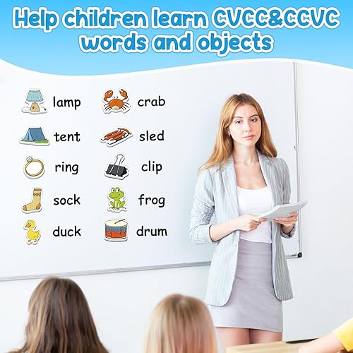 Miniatura 2 de CVCC & CCVC Juegos de palabras, 50 objetos de espuma magnética, imanes de nevera para niños, juguetes de terapia del habla para niños pequeños,