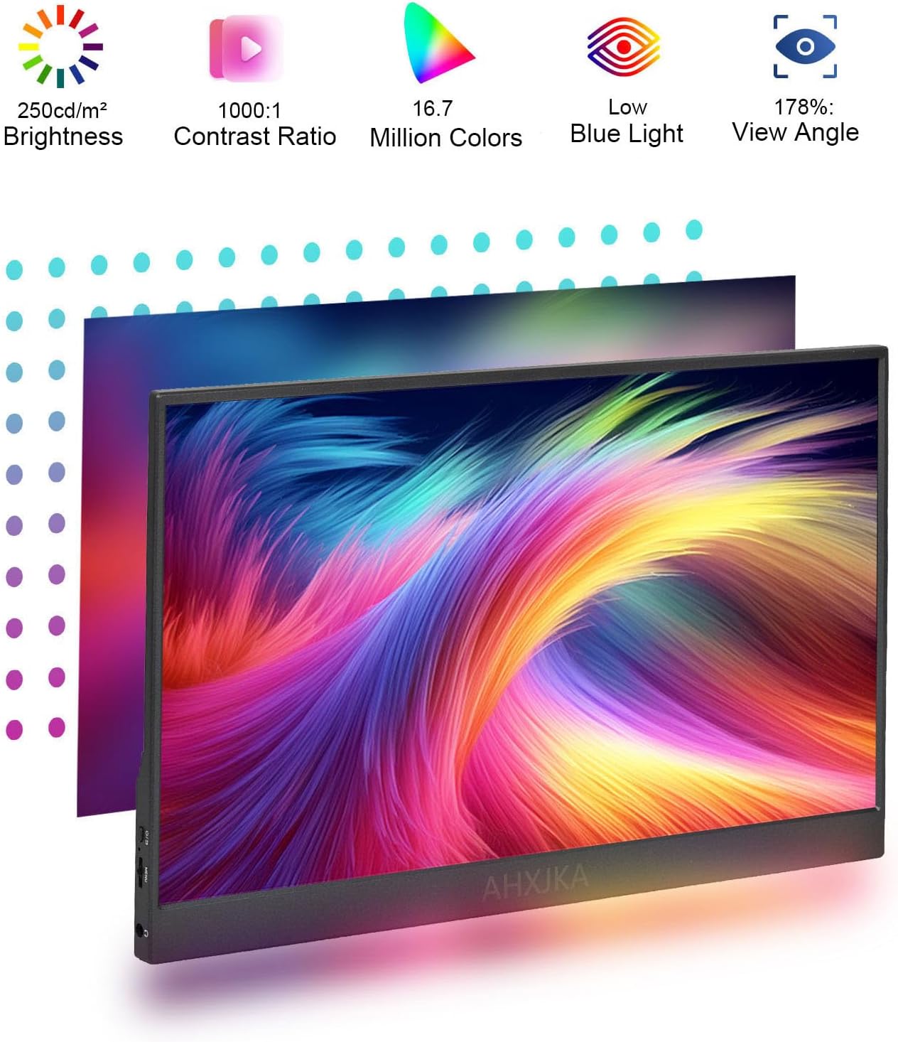 QQU 14" Portable Monitor Touchscreen, 1920 * 1200P IPS/HDR Laptop Screen Extender, Ultra-Slim Travel Monitor with Kickstand & Speakers, HDMI USB C External Monitors for Laptop PC Phone Computer PS4/5