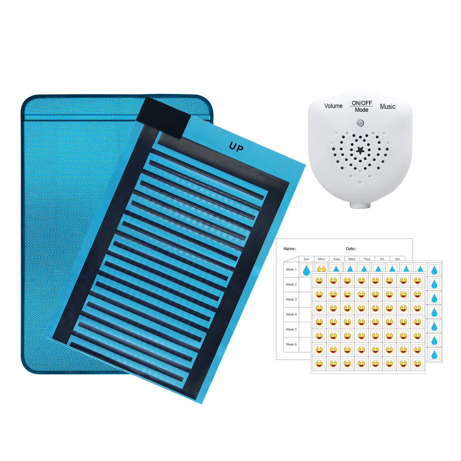 Bedwetting Alarm Pad for Boys and Girls, USB Rechargeable, Pee Alarm with Music Optional and Volume Control, Potty Training Urinary Mat for Children (Blue-1pcs)